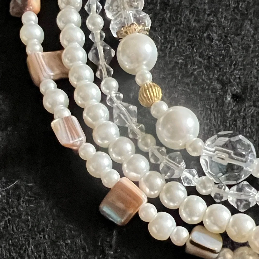 Elegant Multi-Strand Pearl and Crystal Necklace - Picture 5 of 5